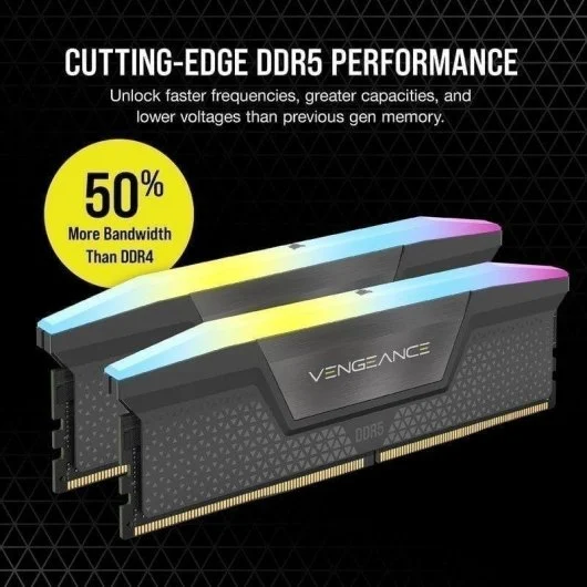Memoria RAM Corsair Vengeance RGB 32GB (2x16GB) DDR5 6000MHz CL38 Gris
