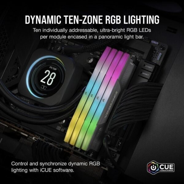 Memoria RAM Corsair Vengeance RGB DDR5 6000MHz 32GB (2x16GB) CL36 AMD EXPO e Intel XMP
